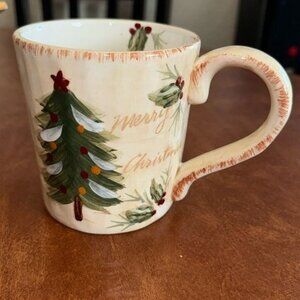 Hand-Painted Christmas Tree Mug With Festive Design
